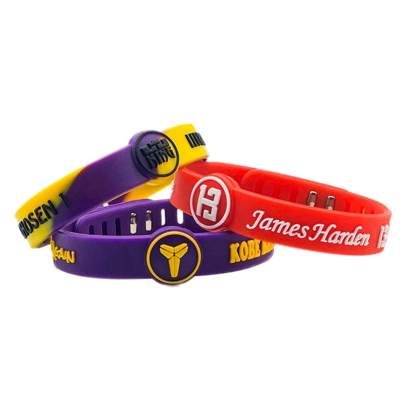 Promotional personalized customized adjustable bracelets silicone wristbands custom logo sports basketball rubber bracelets