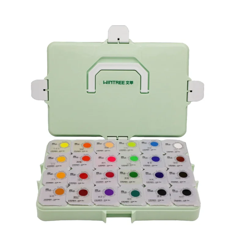 Wintree Pissarro  amazon hot selling factory OEM studio grade high quality portable  24 Color 30ml Gouache Paint Jelly Set