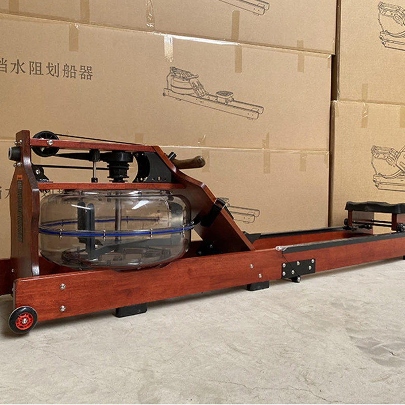 Gym Home Fitness Equipment Seated Wood Rowing Machine Wood Rower Water Folding Rowing Machine