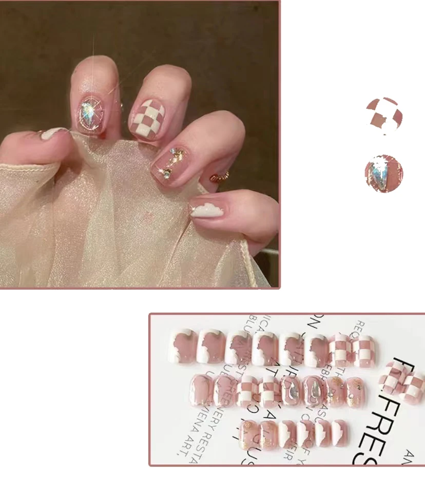 Colorful fairy nail art press on nail full coverages in Korean style for women and girls