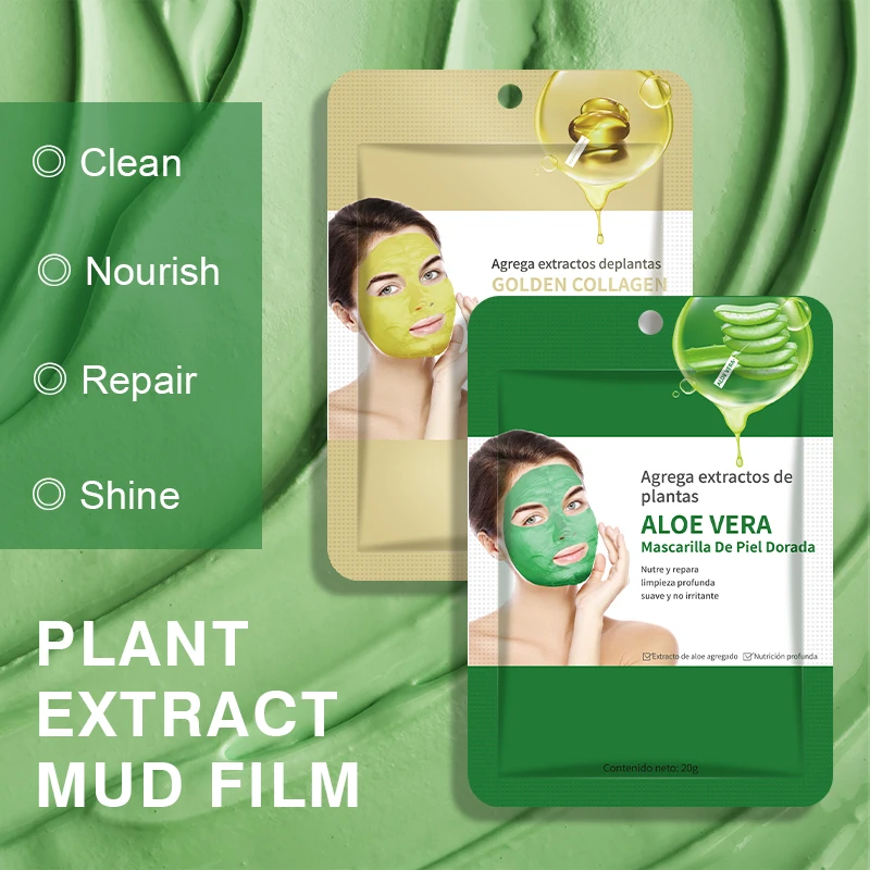 Wholesale Plant Extract Cleaning Mud Cream Mask Private Label Moisturizing Aloe Vera Golden Collagen Face Clay Mud Mask