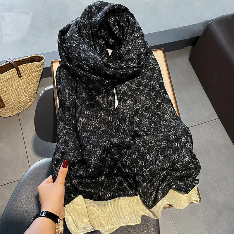 High Quality Newest Long Soft Cotton Viscose Print Scarf Shawl Ladies Brand Inspired Design Scarves Hijabs