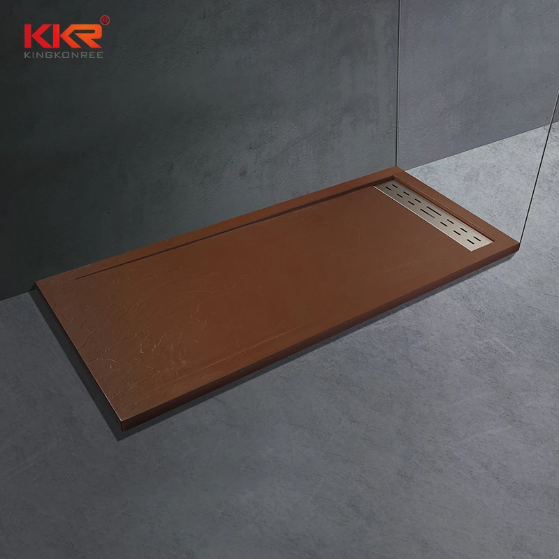 
KKR brown Slope stone resin shower base artificial stone shower tray resin shower tray 