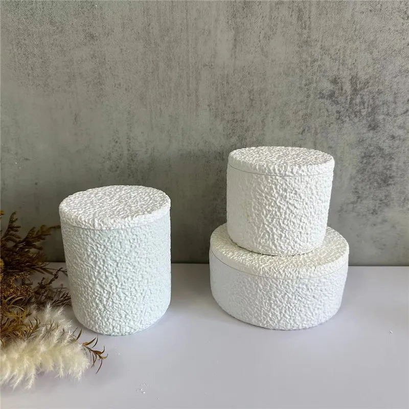 Y4354 DIY Round Cylindrical Candle Holder With lid Silicone Mold