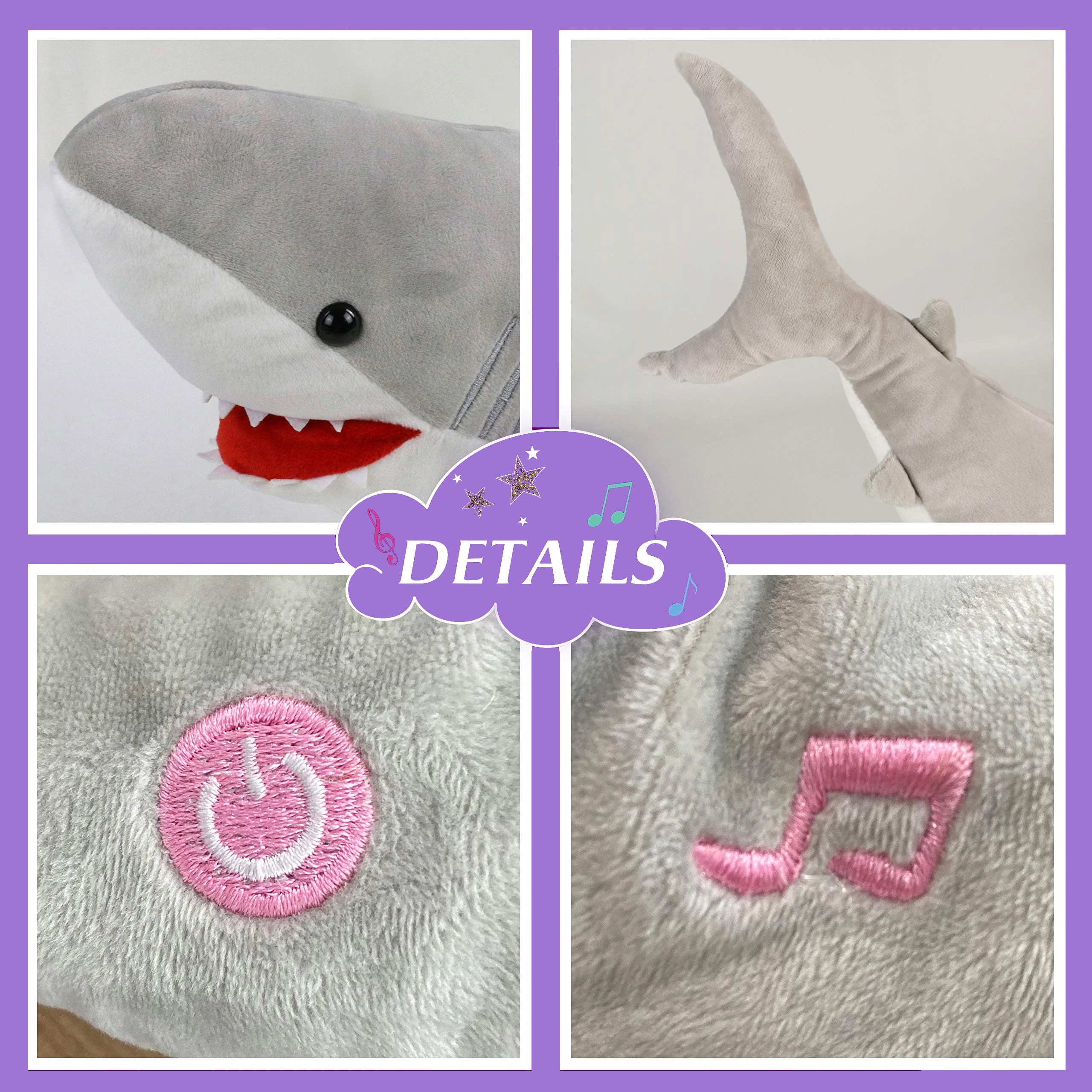 Glowing LED Musical Blue Stuffed Shark Toy Soft Singing Light Up Stuffed Animal Home Decor Birthday Gift for Kids baby Child