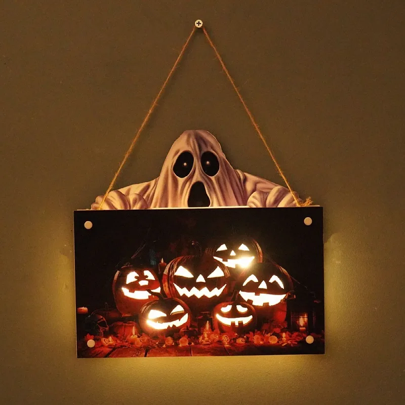 Halloween Door Sign Hanging Atmosphere Night Light Festival Wall Crafts Home Decoration Pendant