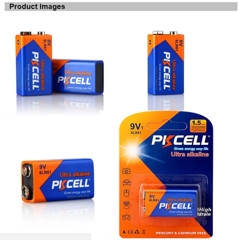 Top quality 6LR61 alkaline disposable batteries 9V dry battery for microphone