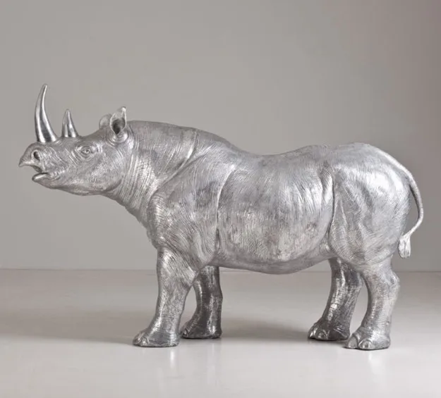 Garden Decoration Bronze Black Rhinoceros Sculpture for Home Decoration with Best Price