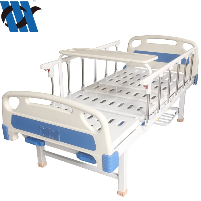 YC-T2611L(II)  High Quality Aluminum Alloy Guardrail With Dining Table Board Double Curved Handle Manual Hospital Bed