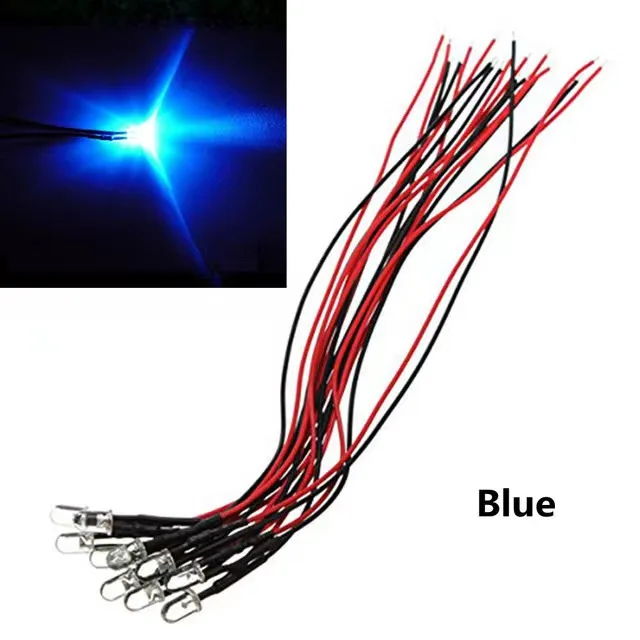 colorful DC5V- 24V 5mm LED Bulb Pre wired Light Emitting Diodes with Small 20cm Wire Pre-Wired Water Clear LED lights DIY