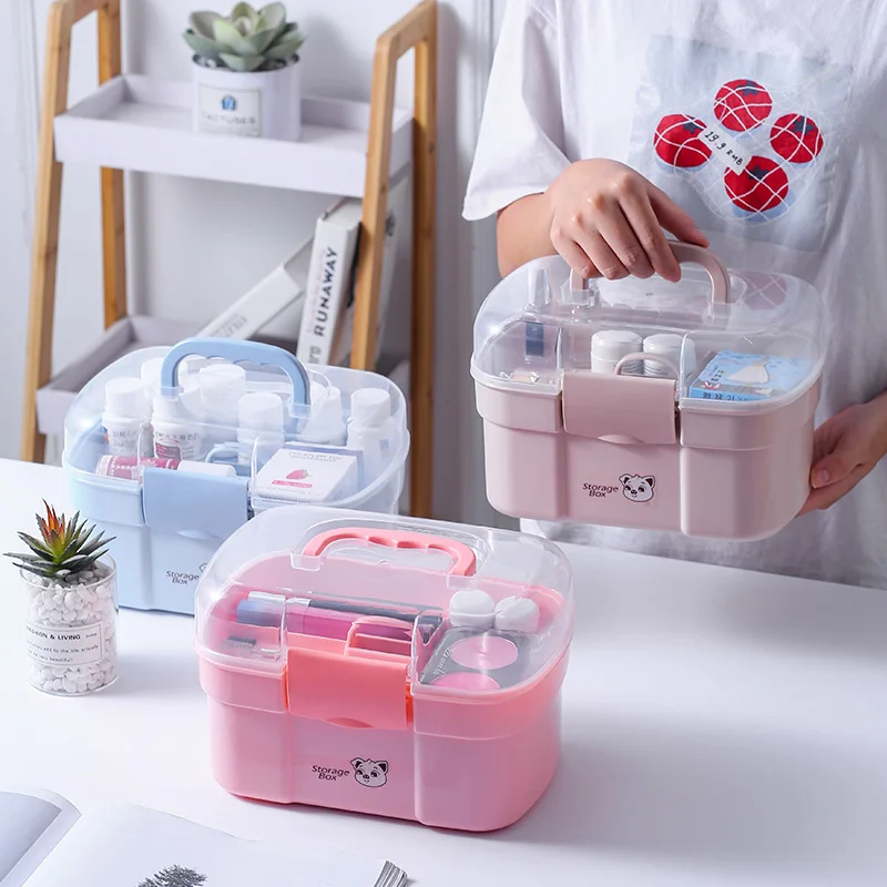 Healthcare travel portable plastic medicine box plastic storage medical  container first aid kit cosmetic box