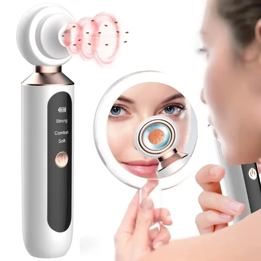 Rechargeable Facial Acne Blackhead Remover with Visual Magnifying Glass and Vacuum Technology