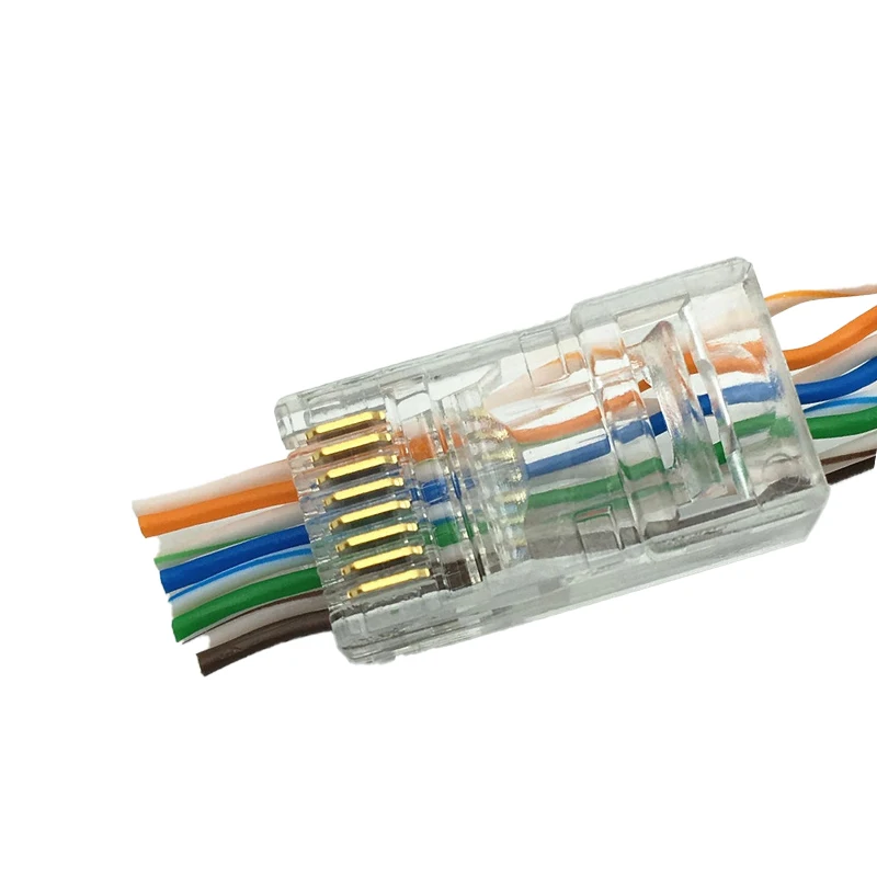 8P8C Cat5e Cat6 UTP rj45 pass through connector