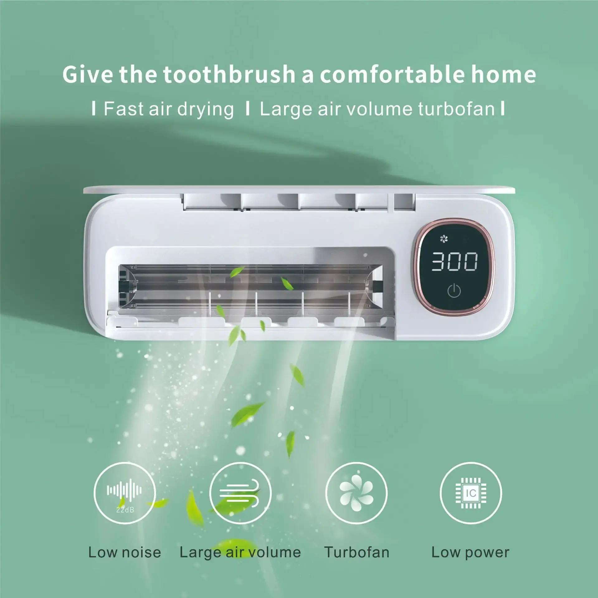 Wall-mounted Toothbrush Wind Drying UVC LED Toothbrush Sanitizer for Home Waterproof Bathroom Accessories