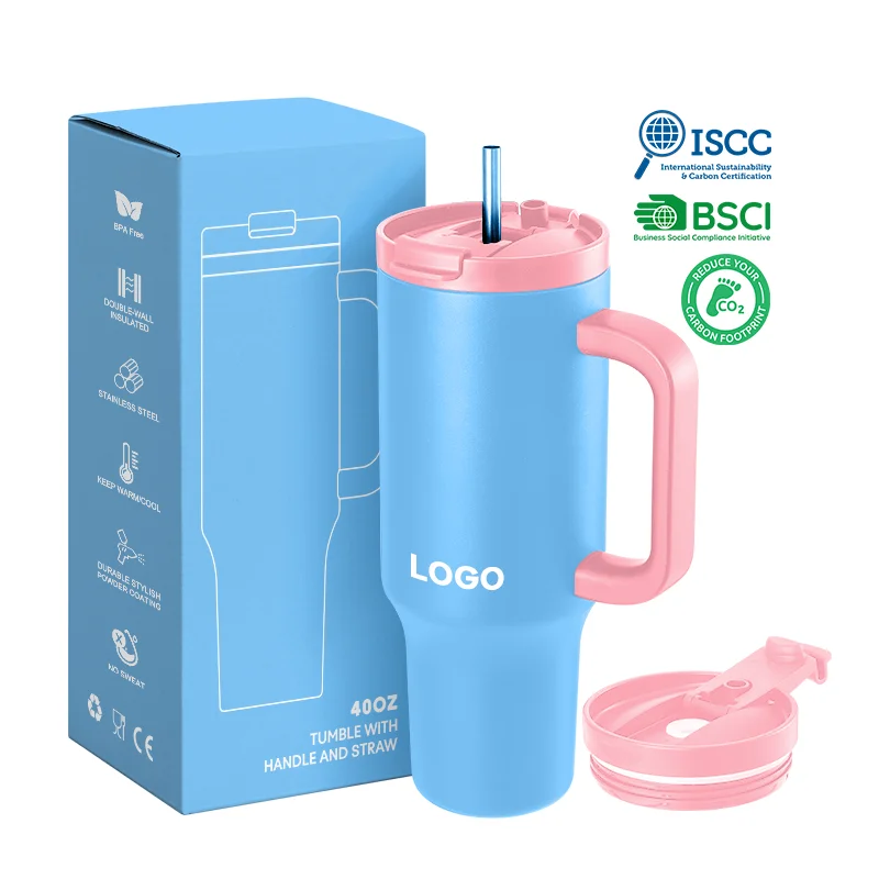 40 oz Tumbler with 2-in-1 Straw and Sip Lid, Stainless Steel Insulated Tumbler with lid and straw Gifts for Women Men Him Her