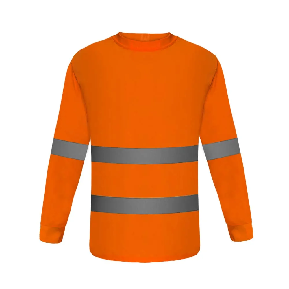 HCLITE Fluo Orange Work Safety Shirts Reflective Long Sleeve Shirt