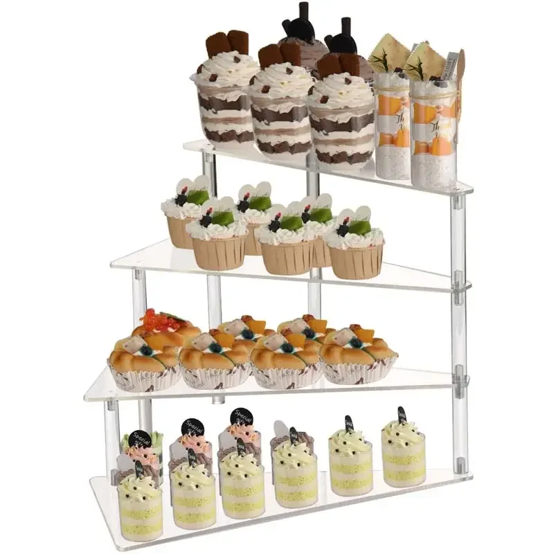 Factory Custom Wholesale 4-Layer Dessert Display Stand Acrylic Cupcake Display Stand