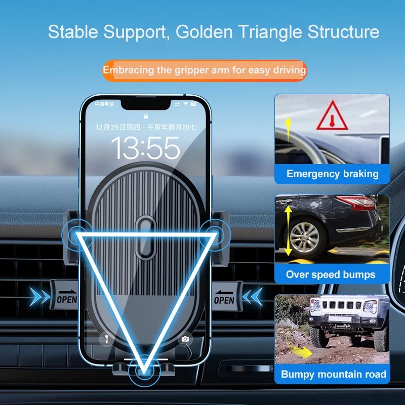 Car accessories 2023 car phone holder of dashboard air vent windshield gravity  universal bracket telescopic long arm car mount