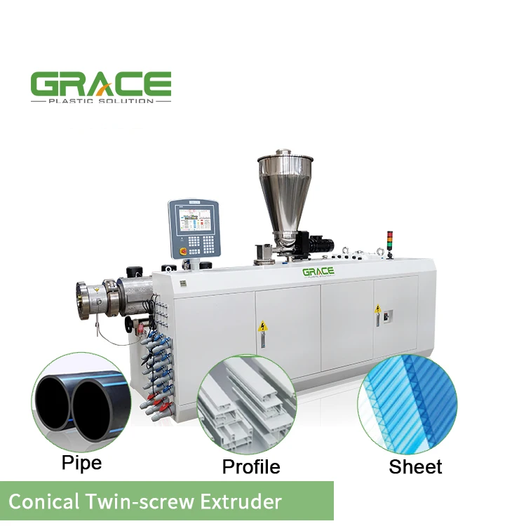 Grace Machinery Twin-Screw Compounding Conical Plastic Extruder Price Extrusion Machine For Sale