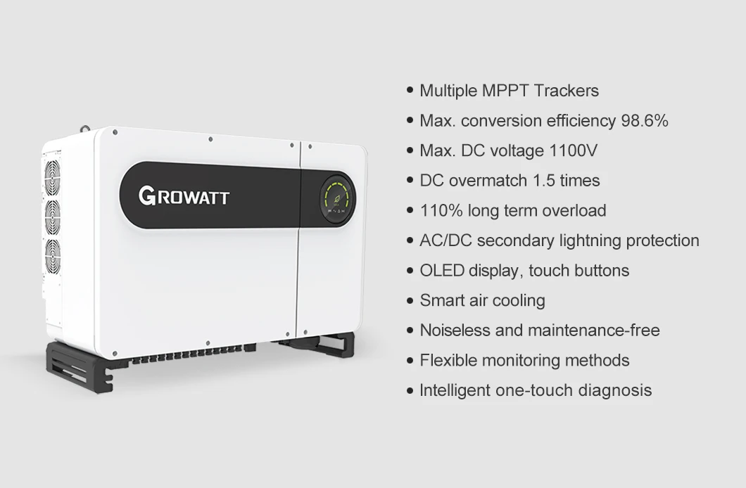 Growatt MPPT Controller Three Phase Max 50~80ktl3 LV 50kw 60kw 70kw 80kw on Grid Solar Inverter