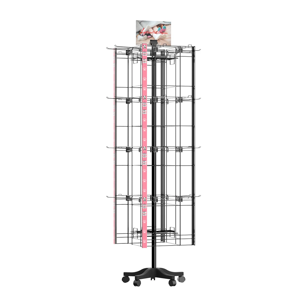 Floorstanding Rotating 4 Sided Sock Display Rack Happy Sock Display Rack Store Display Stand for Socks