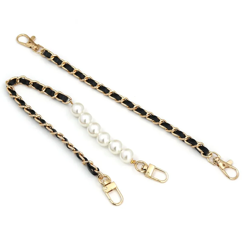 Leather Pearl Hand Chain DIY Mobile Phone Case Chain Lady Handbag Clip Leather Chain Bag Strap Bag Accessories