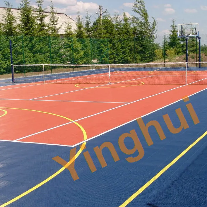 O-01 30x30 basketball court plastic grid tiles Outdoor sports flooring