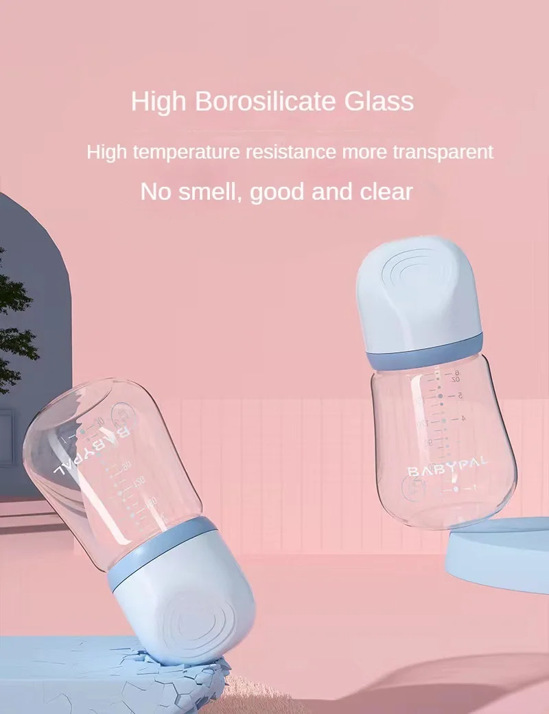 Glass Baby Bottles 2024 New 180mL Wide Mouth Food Grade BPA Free Baby Milk Feeding Bottles for Newborn