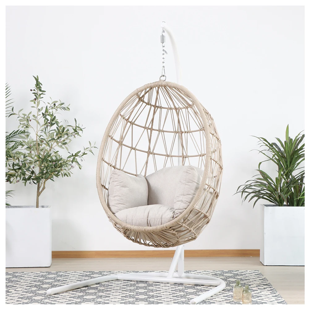 modern luxury hanging chair supplier rope outdoor hanging chair with stand egg outdoor chairs