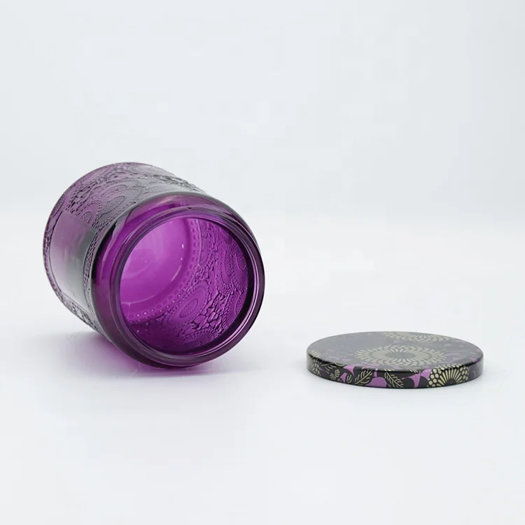 Wholesale empty 8 oz 240 ml clear glass candle jars container vessel with metal lids for scented candle making