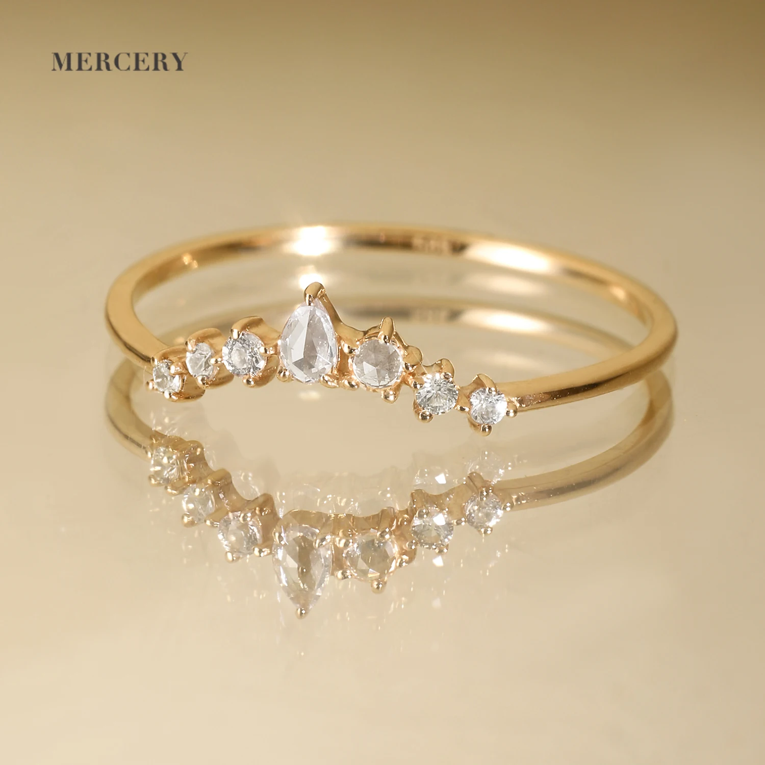 Mercery Fashion Luxury Jewelry Gemstones For Jewelry Making White Sapphire Rings 14K Solid Gold Rings For Women