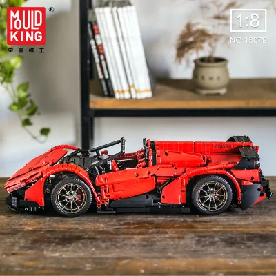 
MOULD KING 13079 red sports car mobile APP version programming electric remote control car assembling spell inserting blocks 
