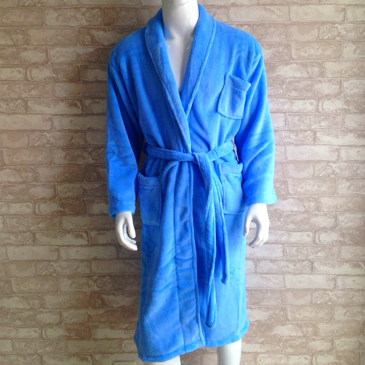 Shawl Collar Soft Plush Fleece Bathrobe Spa Robe Flannel Robes for Men and Women