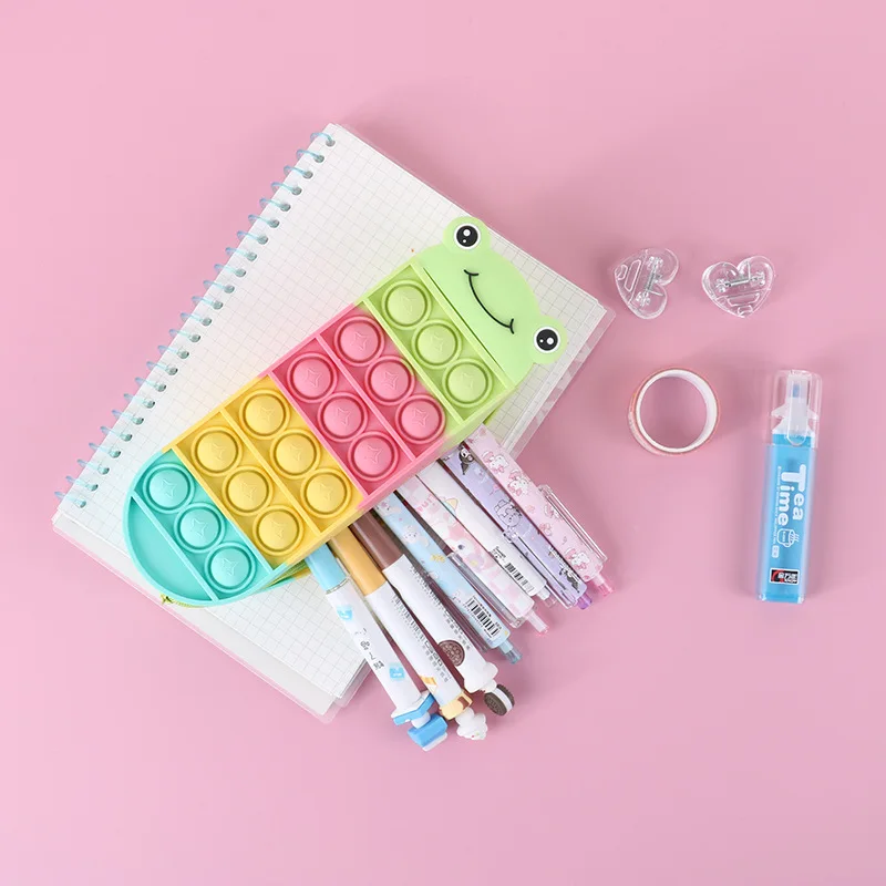 Cartoon Rabbit Silicone Creative Storage Stationery Box Pop Pencil Case For Kids Animal Shape Silicone Pencil Case