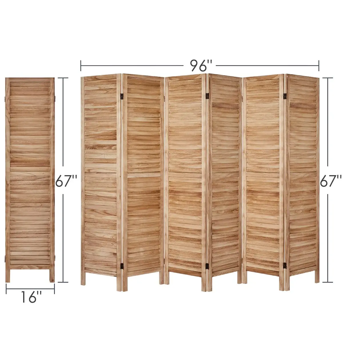 Custom Natural Woven Design Brown Color 6 Panel Folding Screen Wooden Privacy Screen Panels Restaurant Indoor Wall  Room Divider