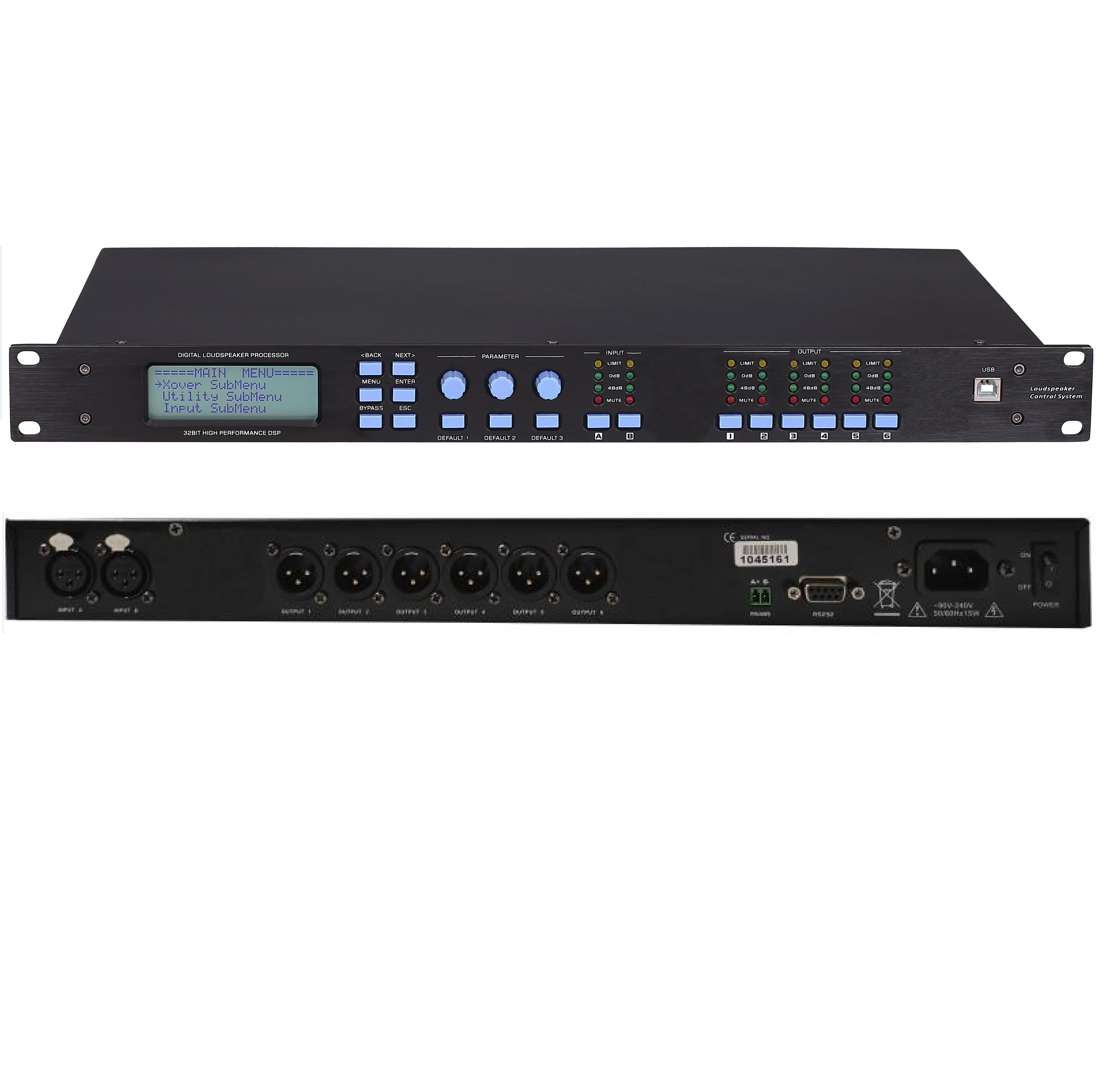 DSP260 Rack 2in 6out Loudspeaker Management System Pro Stage Sound Processor