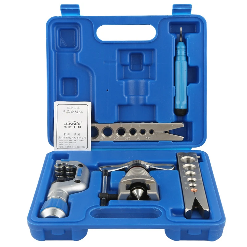 Heavy Duty Eccentric Flaring Tools Set and Tube Cutter Kit for 15 Dies Sizes Refrigeration HVAC 45 Degree