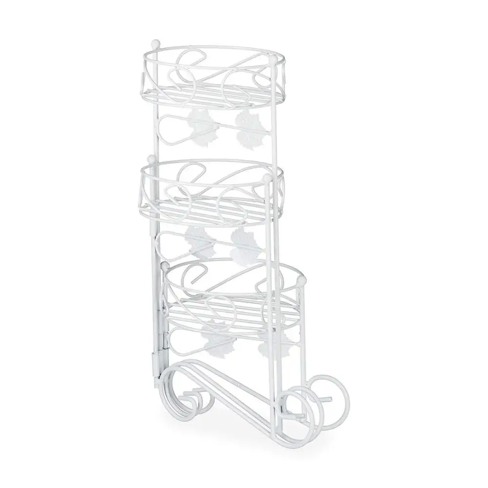 
Nordic style White 3-Tiered Metal Folding leaves decorative flower Plant pot Stand 