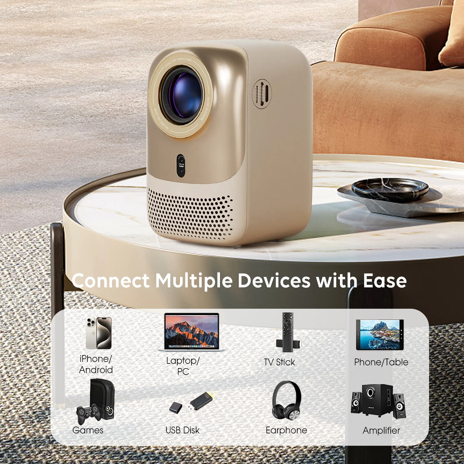 CRE 1080P Video Projector Portable Home Theater Native Full HD 1920*1080 4K smart projector