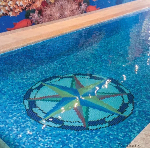 Hot Melt Blue Iridescent Tiles Pearlescent Outdoor Swimming Glass Pool Mosaic Tiles Blue Color Iridescent Glass Mosaic Pool Tile