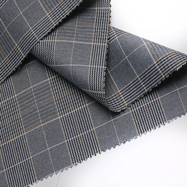 High-end suit fabric yarn-dyed plaid viscose polyamide elastane fabric