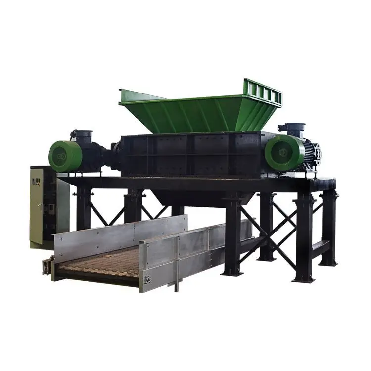 double shaft industrial large paper waste plastic car tire carton box shredder