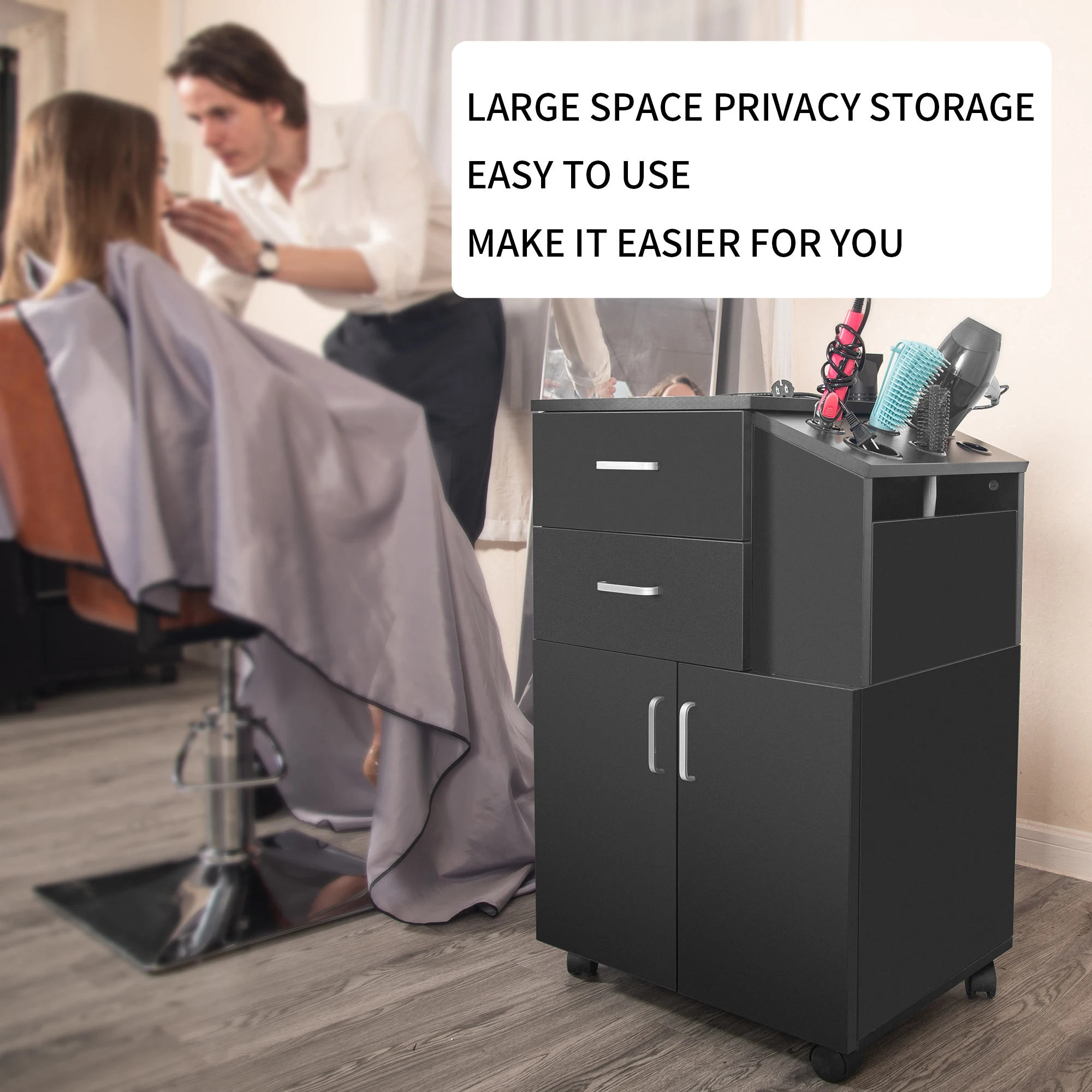 wood furniture black beauty hairdressing high quality tool low price salon trolley