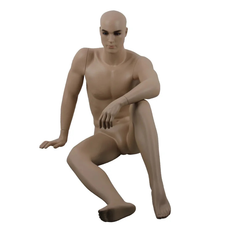 new design european size sitting naked mature male mannequin