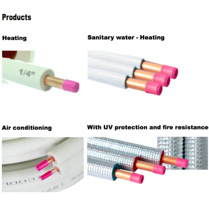 isolated white copper crown copper refrigerant tube