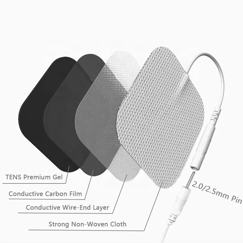 Square Medical Re-use non woven customized Reusable Tens Unit Ems Muscle Stimulator Tens Unit Electric Massage Pads With Wire