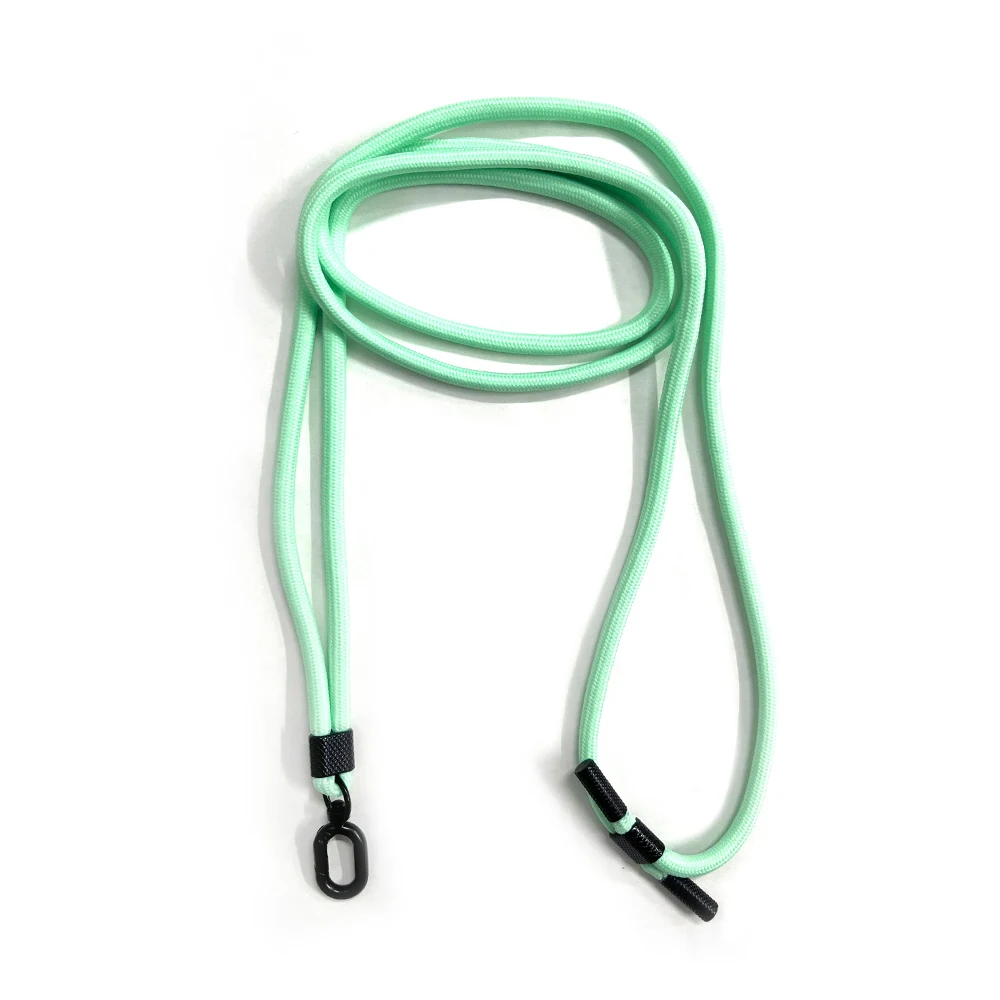 4mm Colorful Braided Nylon Round Rope Fashion Fluorescent Green Long Lanyard Keychain Necklace with Adjustable Accessory