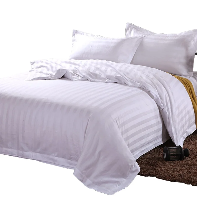 
High Quality Satin Hotel Bedding Linen 100% Cotton 60s Plain Bed Sheet 