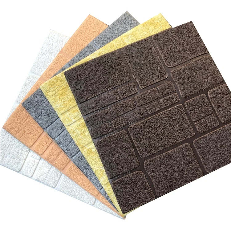 Home Decoration waterproof 3D xpe foam self adhesive Leather wallpaper