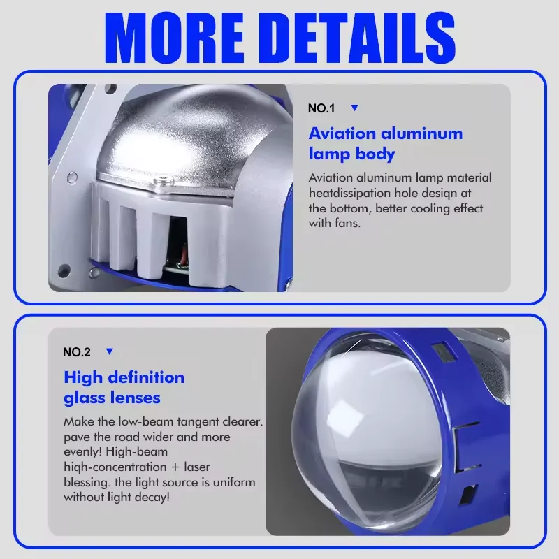 EKLIGHT 120W Super Bright 3.0 Inch H7 H11 9005 LED Lens Headlight H4 High Low Beam Bi LED Projector Headlights